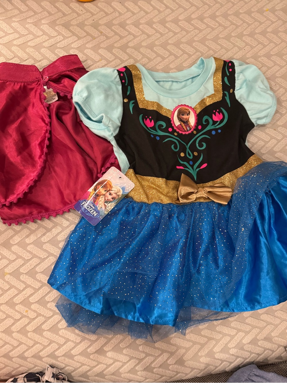 Disney Frozen Anna Sparkle Blue Black and Cape Costume size 2T nwt